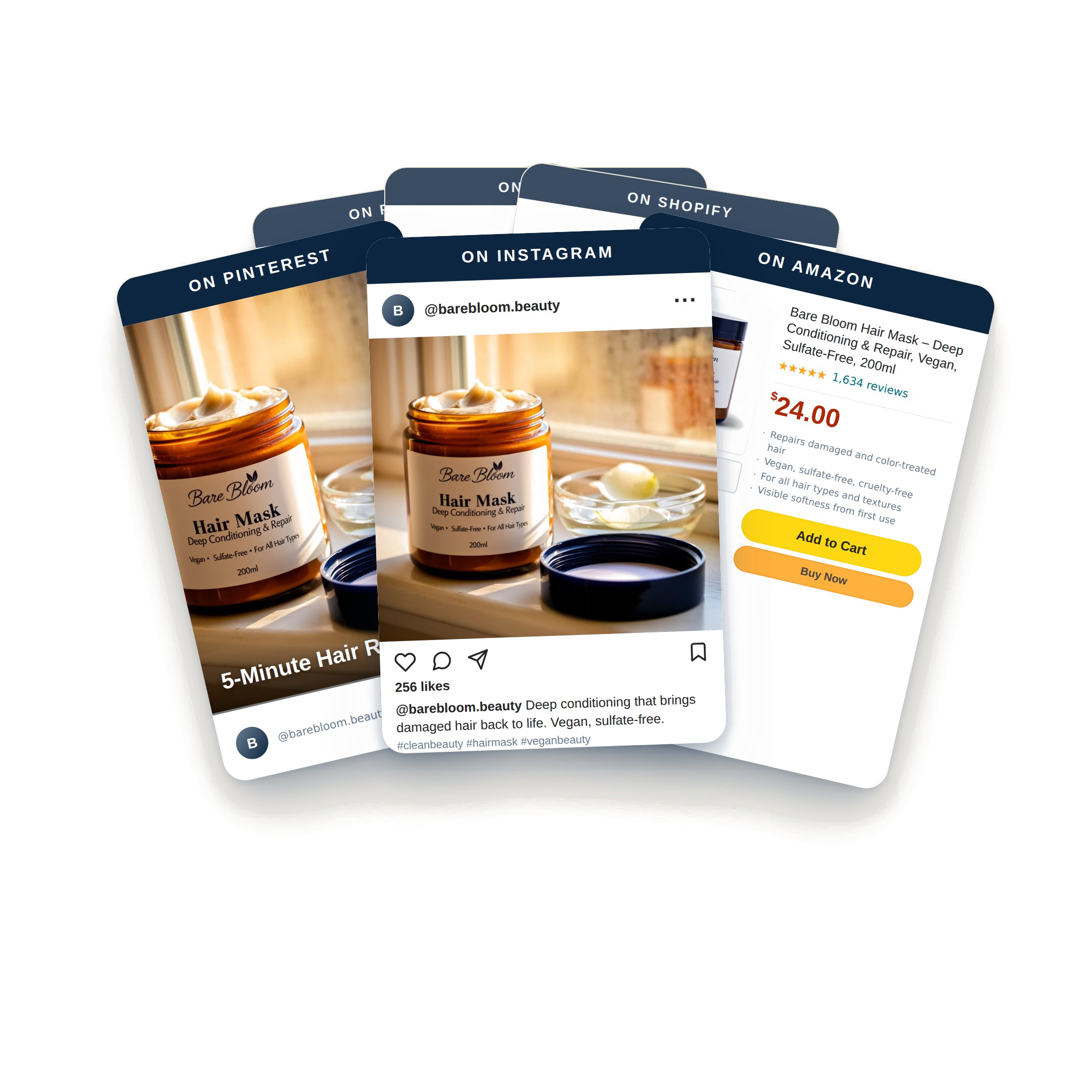 Marketplace + social cards — hair-mask